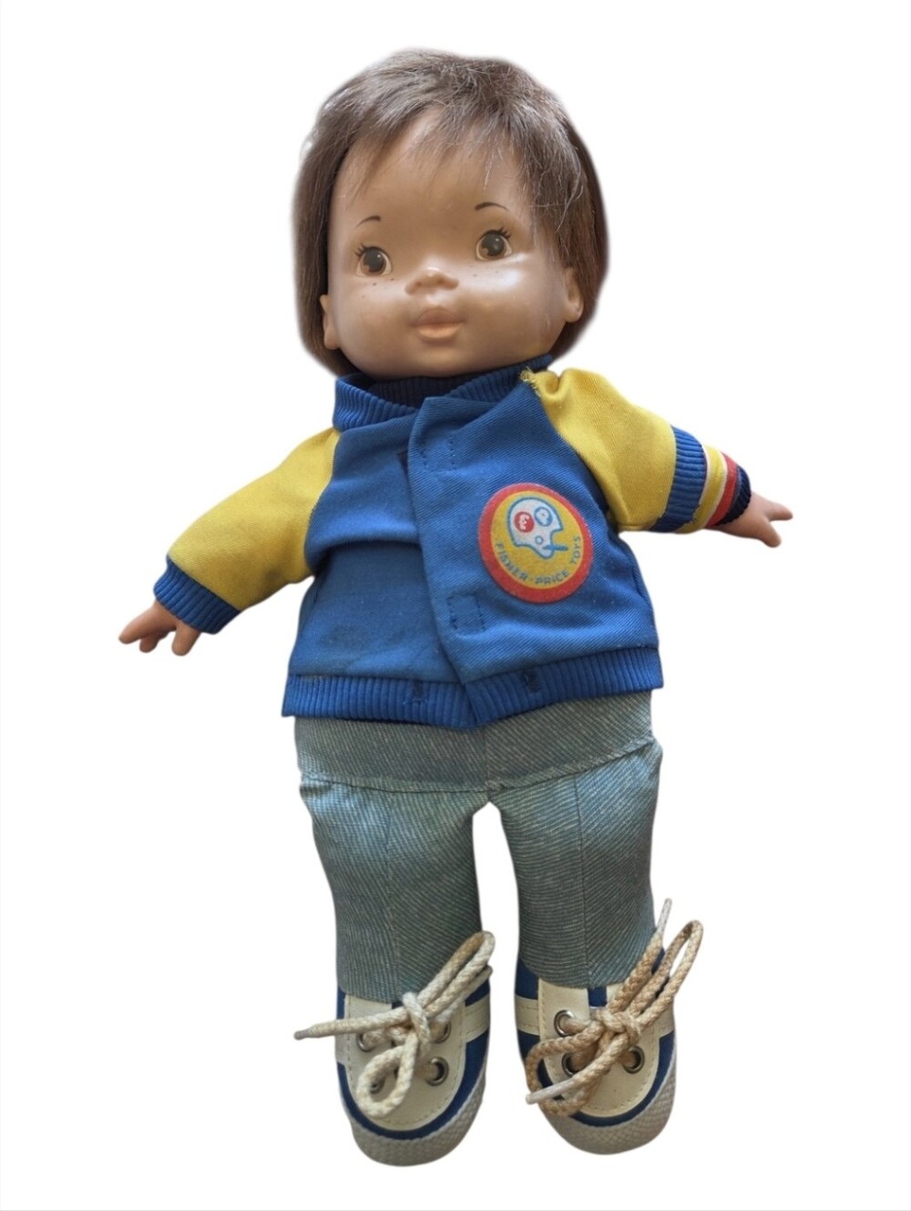 Fisher-Price Blue and Yellow Play Doll with Brown Hair